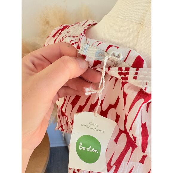 NWT Boden Toulon Tunic Top Womens Size 2 Red White Print Cotton Blouse - Picture 8 of 8